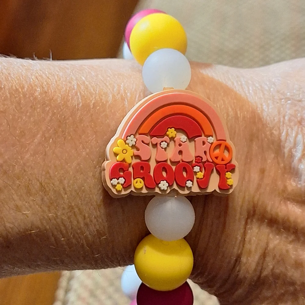 Handcrafted Homemade Artisan Silicone Bead Charm Keychain Bracelet Wristlet